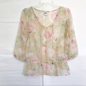 Floral Printed Tie Neck Blouse